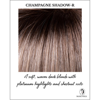 Champagne Shadow-R-A soft, warm dark blonde with platinum highlights and chestnut roots