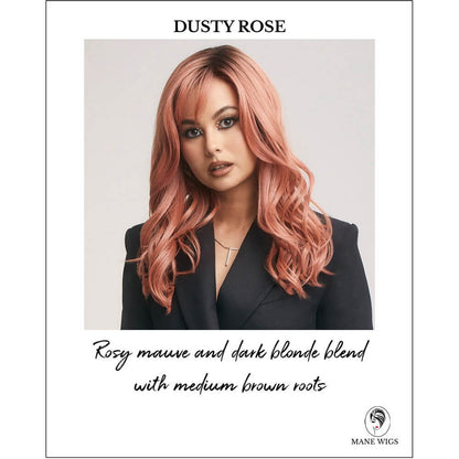 Dusty Rose-Rosy mauve and dark blonde blend with medium brown roots