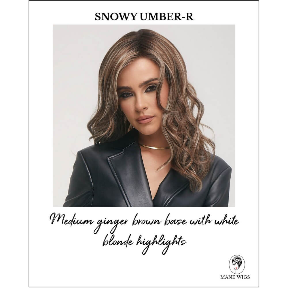 Snowy Umber-R-Medium ginger brown base with white blonde highlights