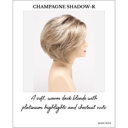 Juliet wig by Envy in Champagne Shadow-R-A soft, warm dark blonde with platinum highlights and chestnut roots