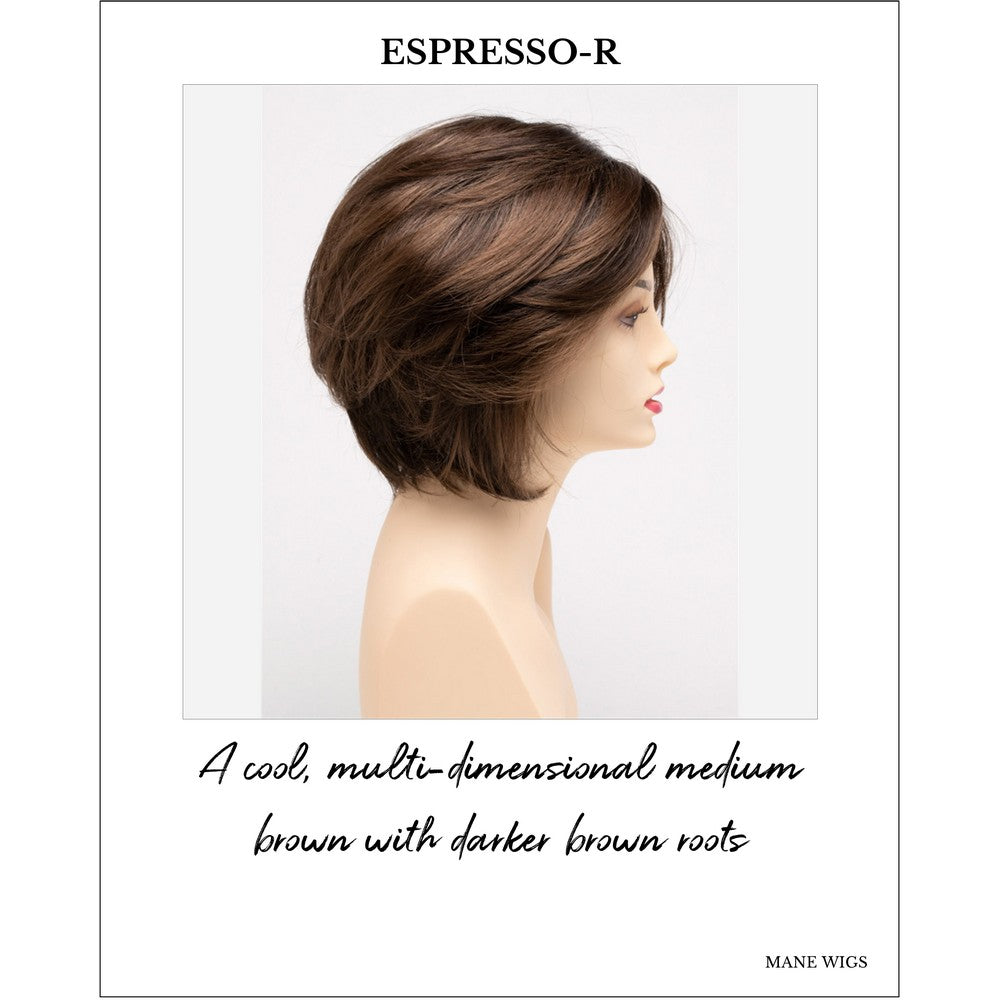 Juliet wig by Envy in Espresso-R-A cool, multi-dimensional medium brown with darker brown roots