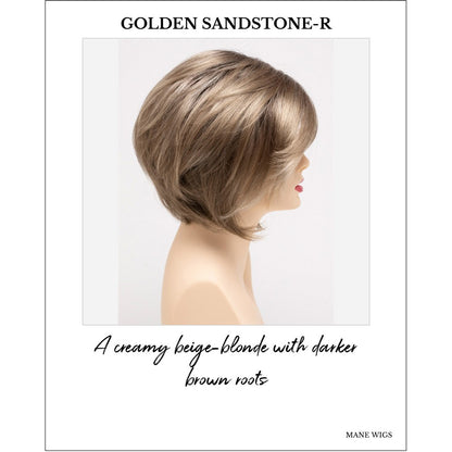 Juliet wig by Envy in Golden Sandstone-R-A creamy beige-blonde with darker brown roots