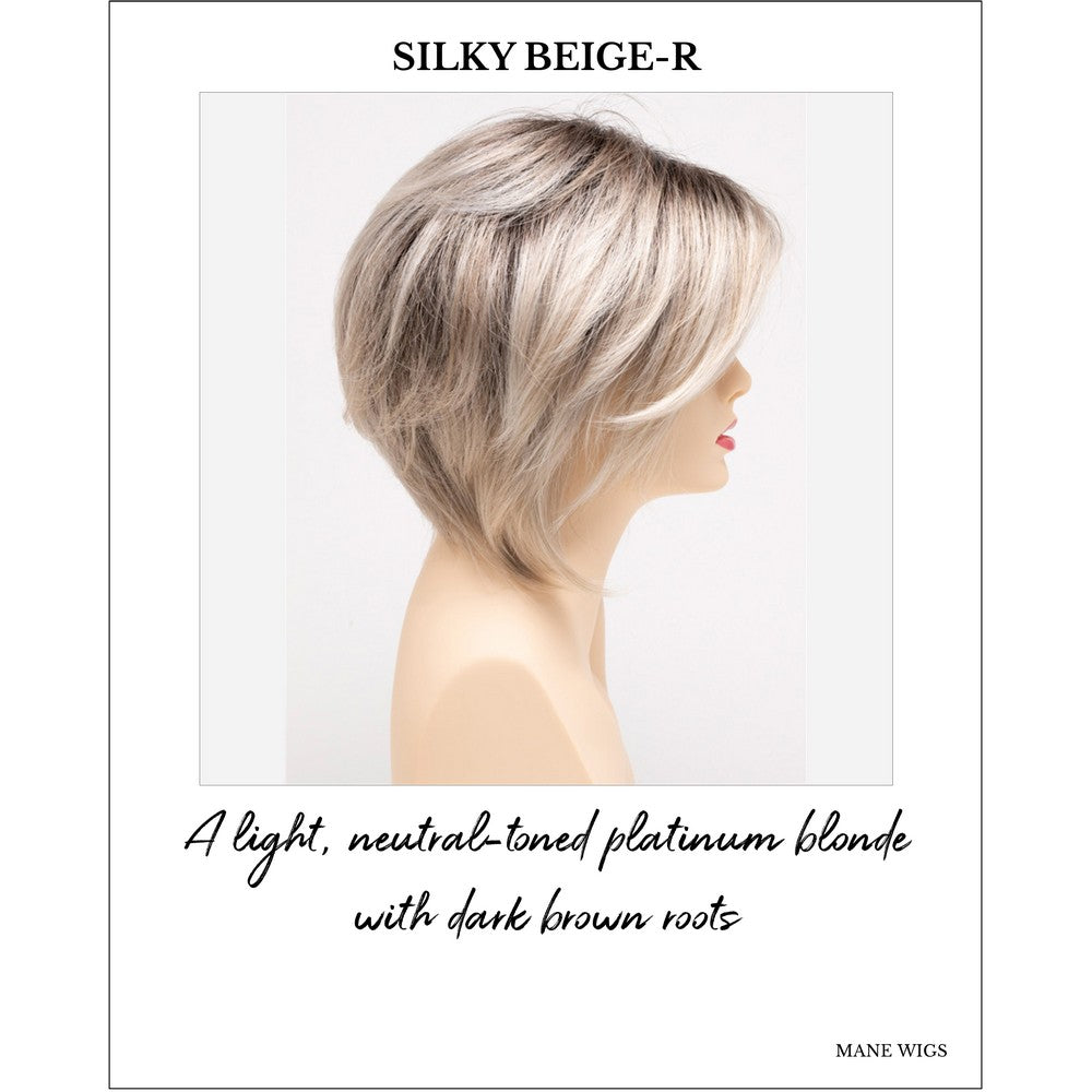 Juliet wig by Envy in Silky Beige-R-A light, neutral-toned platinum blonde with dark brown roots