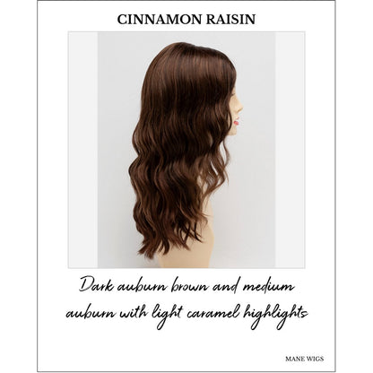 Maya wig by Envy in Cinnamon Raisin-Dark auburn brown and medium auburn with light caramel highlights