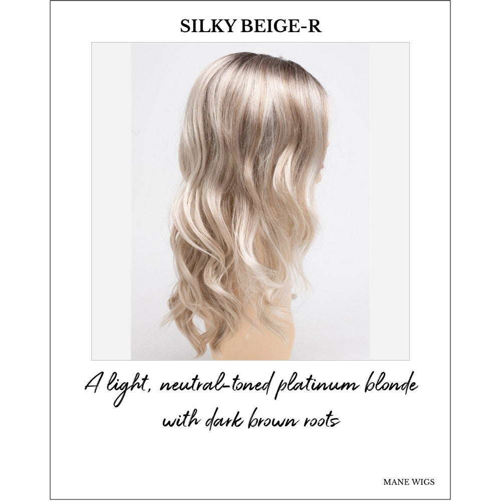 Maya wig by Envy in Silky Beige-R-A light, neutral-toned platinum blonde with dark brown roots