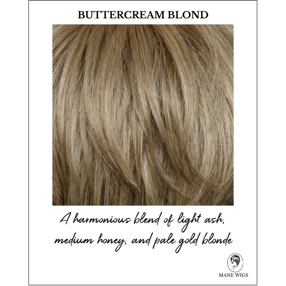 Buttercream Blond - A harmonious blend of light ash, medium honey, and pale gold blonde