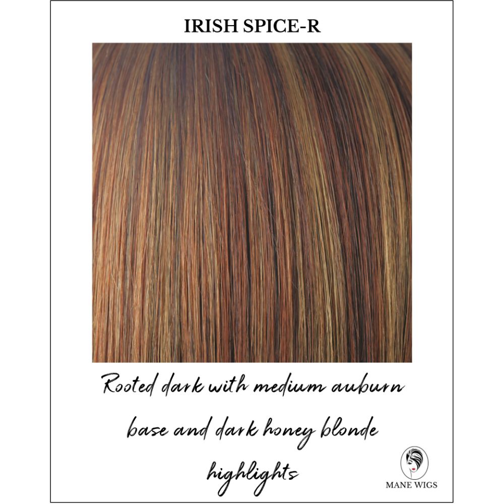 Irish Spice-R-Rooted dark with medium auburn base and dark honey blonde highlights