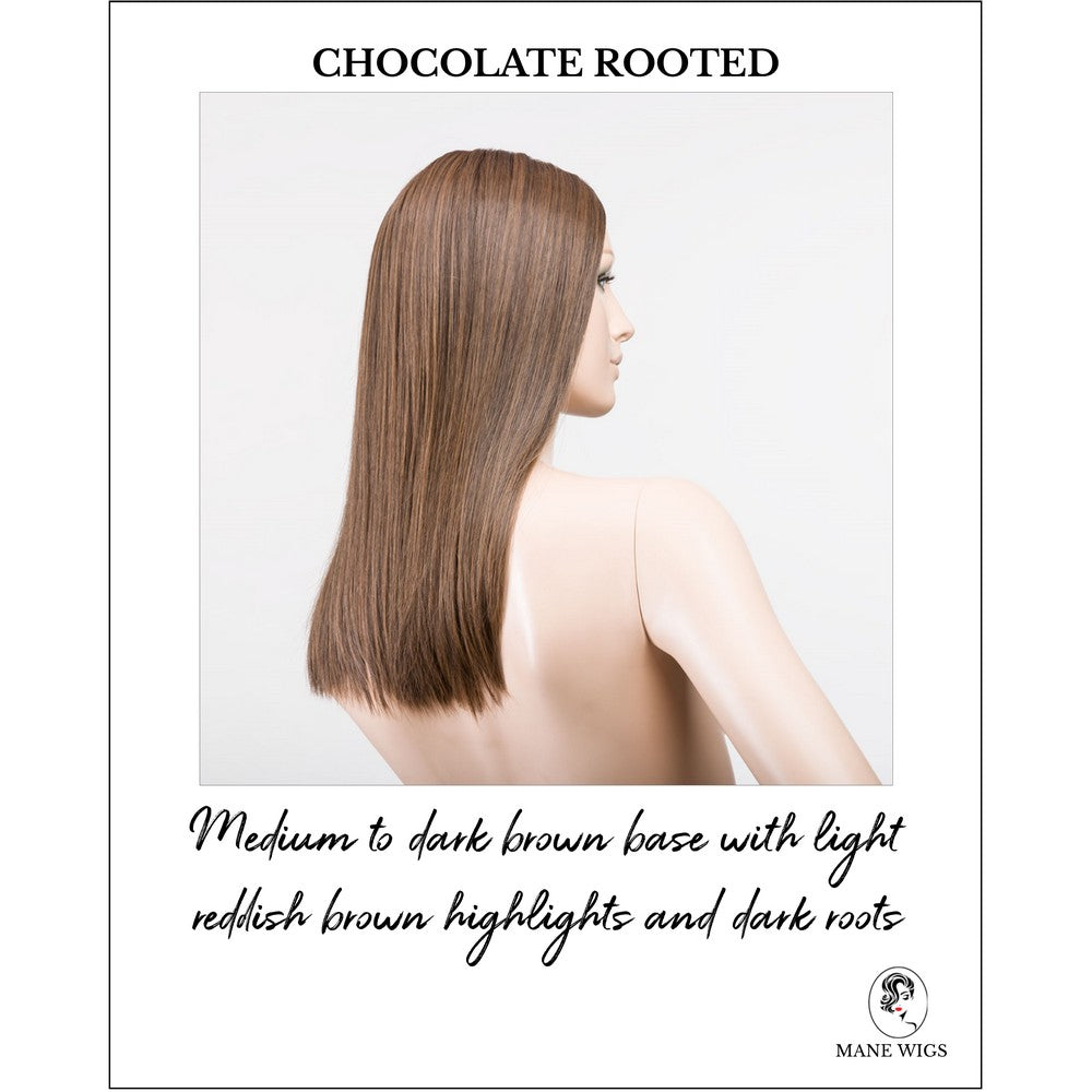 Sleek wig by Ellen Wille in Chocolate Rooted-Medium to dark brown base with light reddish brown highlights and dark roots