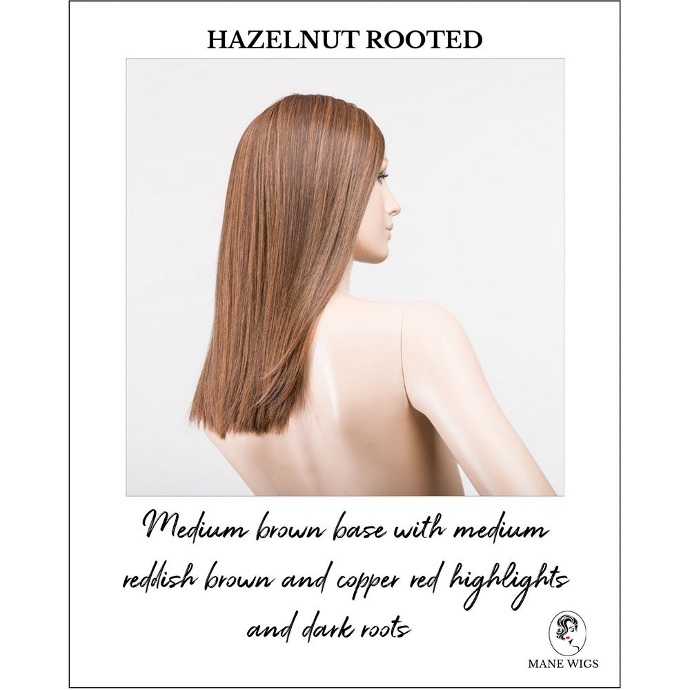 Sleek wig by Ellen Wille in Hazelnut Rooted-Medium brown base with medium reddish brown and copper red highlights and dark roots