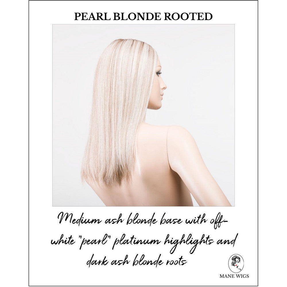 Sleek wig by Ellen Wille in Pearl Blonde Rooted-Medium ash blonde base with off-white "pearl" platinum highlights and dark ash blonde roots