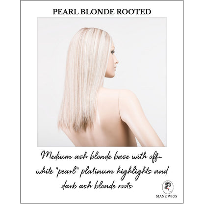 Sleek wig by Ellen Wille in Pearl Blonde Rooted-Medium ash blonde base with off-white "pearl" platinum highlights and dark ash blonde roots