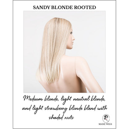 Sleek wig by Ellen Wille in Sandy Blonde Rooted-Medium blonde, light neutral blonde, and light strawberry blonde blend with shaded roots