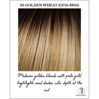 SS Golden Wheat (GF14-88SS)-Medium golden blonde with pale gold highlights and darker color depth at the root
