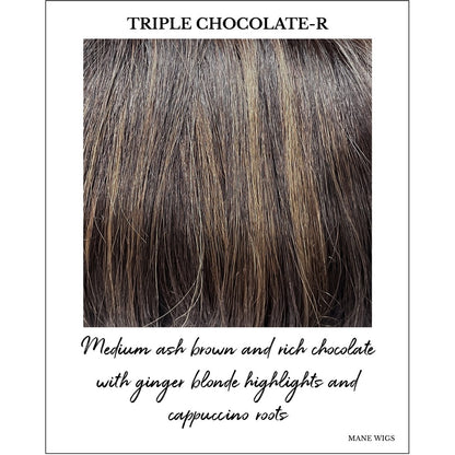 Triple Chocolate-R-Medium ash brown and rich chocolate with ginger blonde highlights and cappuccino roots